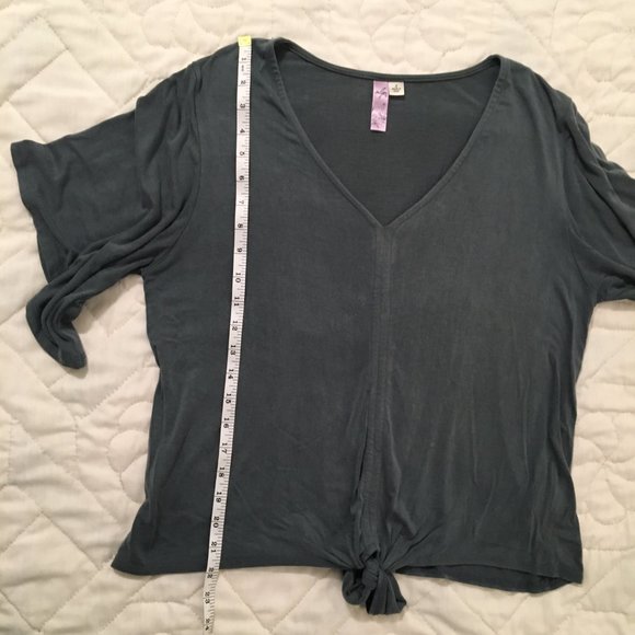 ⚪ 3/$15  alya teal v-neck tie waist flutter sleeves - Picture 12 of 12